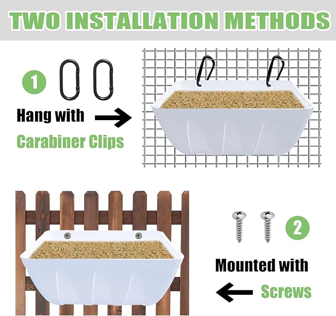 Hanging Chicken Feeder Trough, 4 Pack Fence Feed Feeder for Goat Sheep Deer Poultry Duck Livestock Feeding Container Goats Supplies Feeders Waterer Bucket