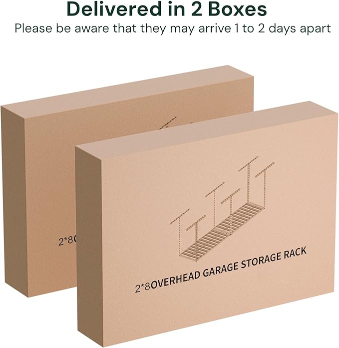 SunsGrove 2x8 Garage Storage Overhead Rack Organization, Adjustable Ceiling Mounted Storage Racks, 800LBS Weight Capacity, 22"-40" Ceiling Dropdown, 2 Pcs, Black