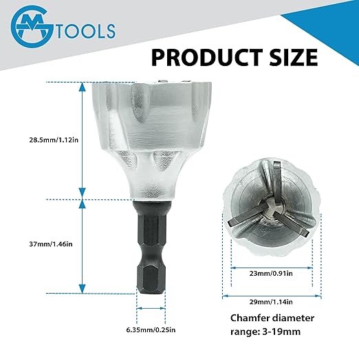 Deburring External Chamfer Tool with YG8 Carbide Blade, Deburring Drill Bit Set, Remove Burr Tools with Quick Release Shank, Repair Tools for Damaged Bolts Fits for 1/8"- 3/4" (3mm-19mm)