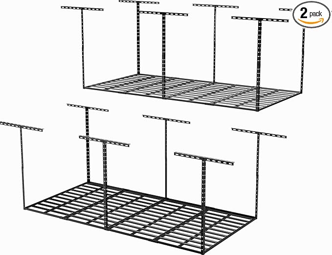 SunsGrove 4x8 Garage Storage Overhead Rack Organization, Adjustable Ceiling Mounted Storage Racks, 800LBS Weight Capacity, 22"-40" Ceiling Dropdown, 2 Pcs, Black