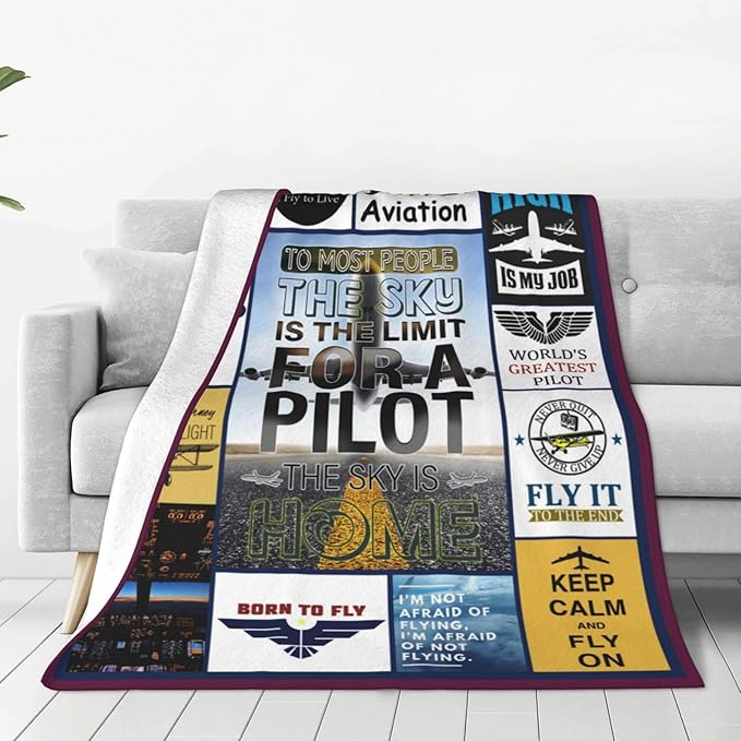 Airplane Blanket Plane Throw Blanket Soft Fleece Flannel Bedding Aviation Gifts for Pilot Men Boys Women Girls Lovers Adults Stuff Plush for Couch Sofa Bed Room Decor 60"X80"