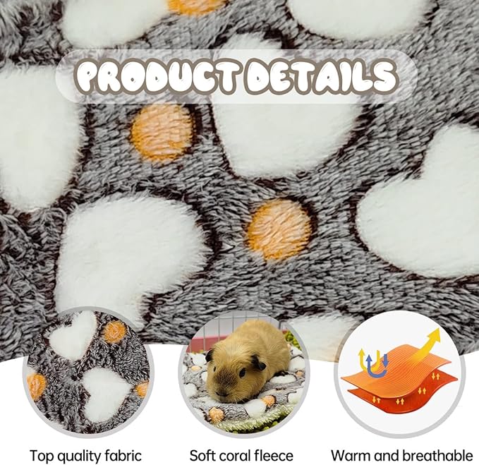4 Pieces Guinea Pig Bunny Comfortable Bed Mats Pads, Rabbit Warm Soft Bed, Hamster Bedding Pad Mats for Small Animals Chinchilla Hedgehog Baby Cats (11.8"x9.1", 1.Hearts Pattern)