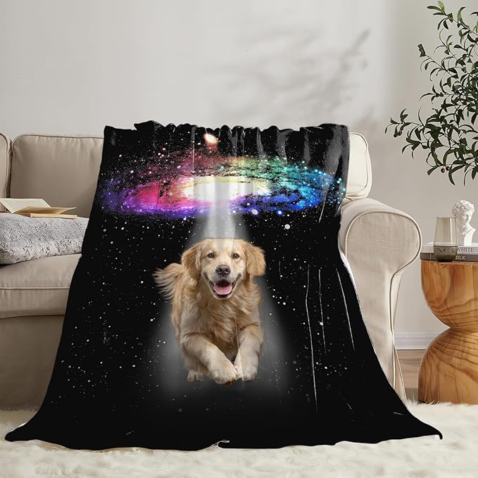 Dynova Golden Retriever Blanket Dog Lovers Gifts Cozy Plush Funny Galaxy Throw Blankets Fuzzy Flannel Fleece for Girls Boys Women Men 50"X40"