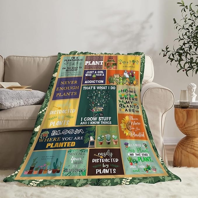 Gardening Lover Gifts Throw Blanket for Women Plant Gardeners Blanket Garden Blankets Plush Cozy Flannel Fleece Fuzzy Party Blanket 50"X40"