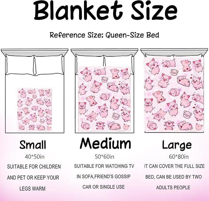 Pig Blanket Gifts Warm Flannel Pig Themed Throw Blanket Pigs Blankets Decor Bedding for Girls Women Kids Adults 60"x50"