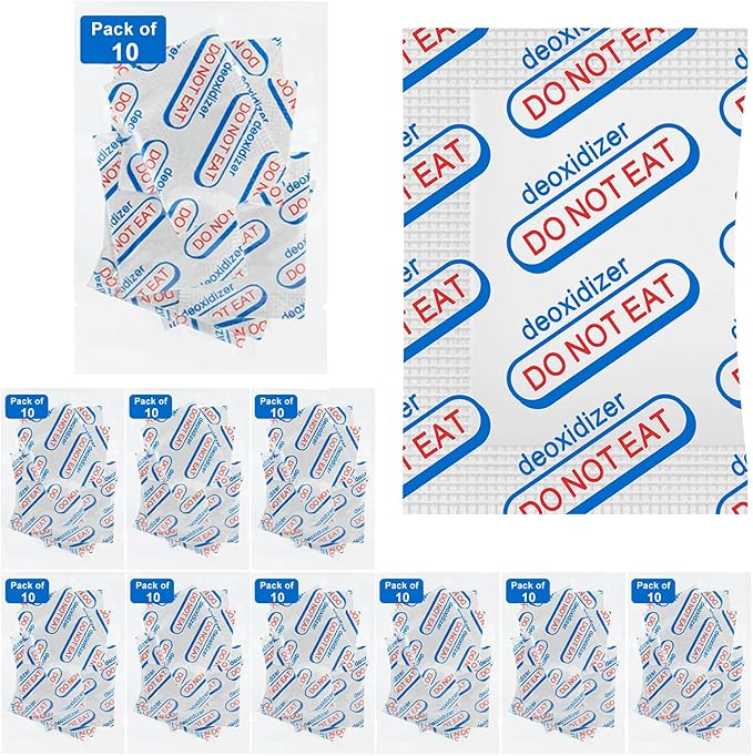 100 Packs 400CC Food Grade Oxygen Absorbers (10 Pack in Individual Vacuum Bag)-for Long Term Food Storage & Survival，Mylar Bags, Canning, Harvest Right Freeze Dryer, Dehydrated, and Preserved Foods