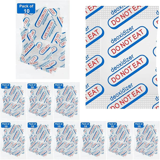 100 Packs 400CC Food Grade Oxygen Absorbers (10 Pack in Individual Vacuum Bag)-for Long Term Food Storage & Survival，Mylar Bags, Canning, Harvest Right Freeze Dryer, Dehydrated, and Preserved Foods