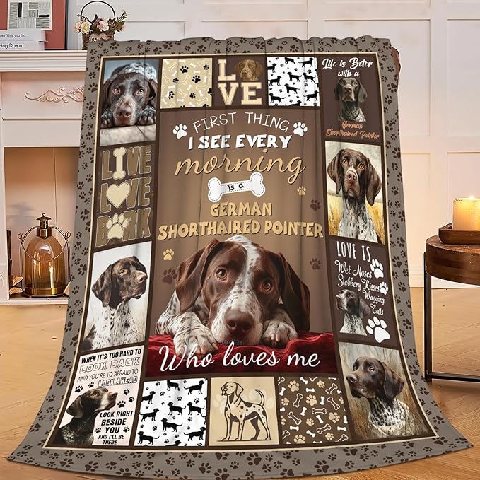 Dynova Shorthaired Pointer Blanket Cozy Plush Dog Lovers Gifts Throw Blankets Animal Fuzzy Flannel Fleece for Girls Boys Women Men 60"X50"
