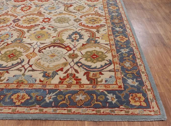 Handmade Tufted 100% Wool Area Rug Traditional Rug Bedroom Living Room Office for Luxury Home (Multi Red, 12' x 15)