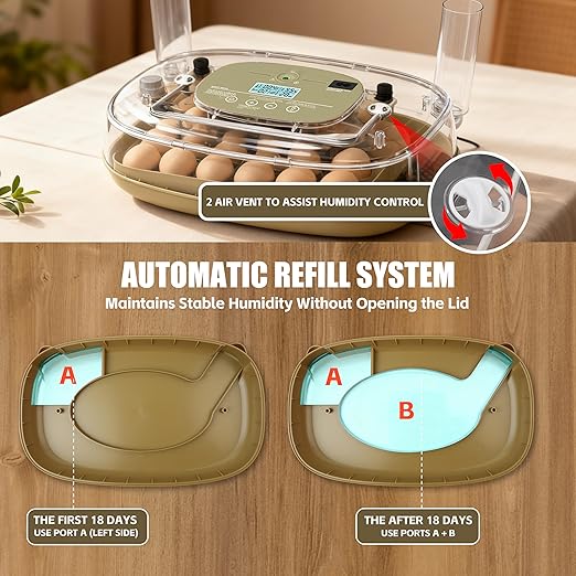 Incubators for Hatching Eggs, 24 Egg Incubator with Automatic Egg Turning and Humidity Control, Egg Candler, 360° Viewing, Chicken Incubators for Hatching Eggs, Quail Eggs, Duck Eggs Poultry