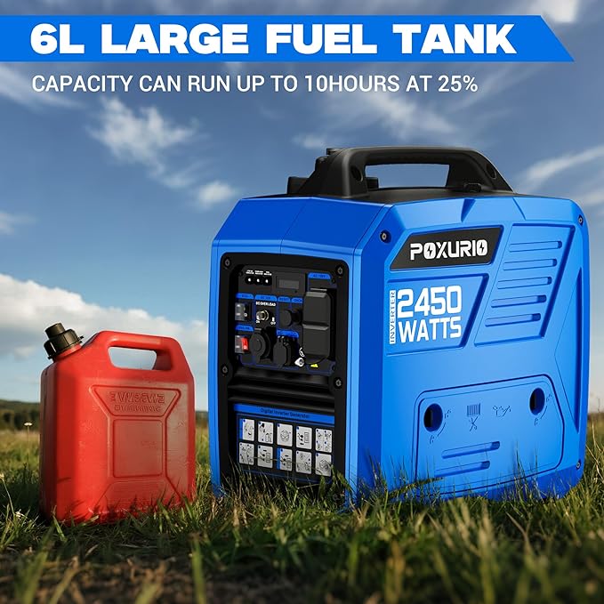 2450-Watt Dual Fuel Inverter Generator for Home Use, 1.6Gallon Large Fuel Tank Up to 8.3 Hours Use, 120V Gas Powered Generator Super Quiet - EPA Compliant