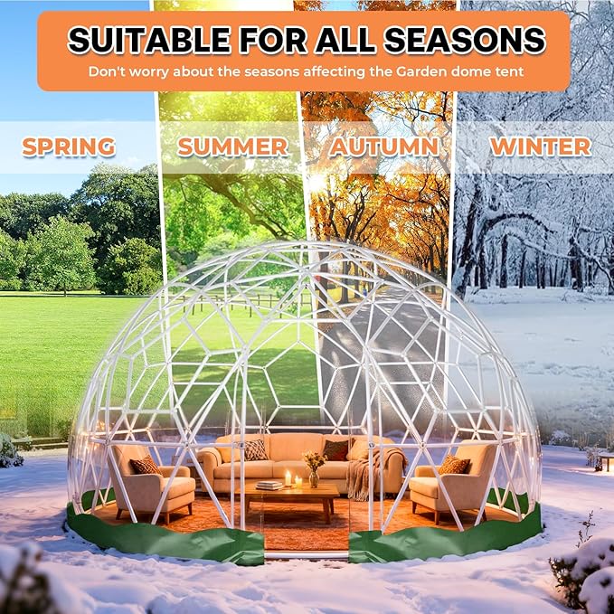 9.7 x 5.7 FT Garden Dome Tent, Outdoor TPU Greenhouse for 2-4 Person, Greenhouse Garden with Window, Waterproof Clear Dome Tent Suitable for Camping, Party, Wedding, Christmas