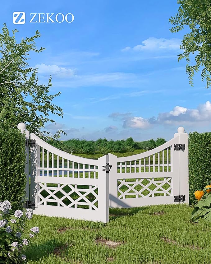 ZEKOO Stainless Steel Gate Hardware Kit, Self Closing Gate Hinges and Latch, Rust Proof, Use for Vinyl Fence Gate and Wood Fences Gate, Heavy Duty 2 Gate Latches 4 Gate Hinges (Black)