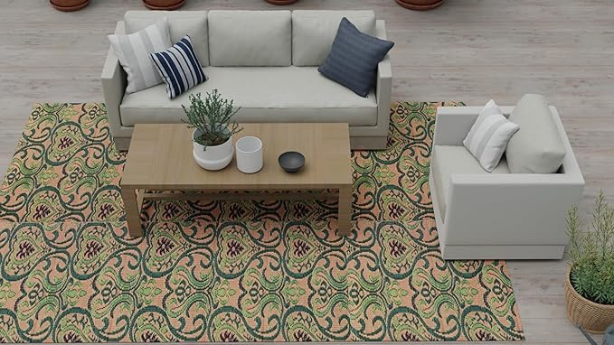 Mad Mats Traditional Outdoor Rug, Reversible Plastic Mat (6' x 9', Oasis - Medium Green)