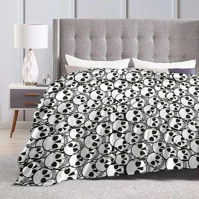 Mudiwa Gothic Skeleton Flannel Plush Throw Blanket - Cozy Lightweight Skull Decor Fleece Bedding Stuff - Gifts for Skull Lovers - Women, Men, Kids - 50"x60"