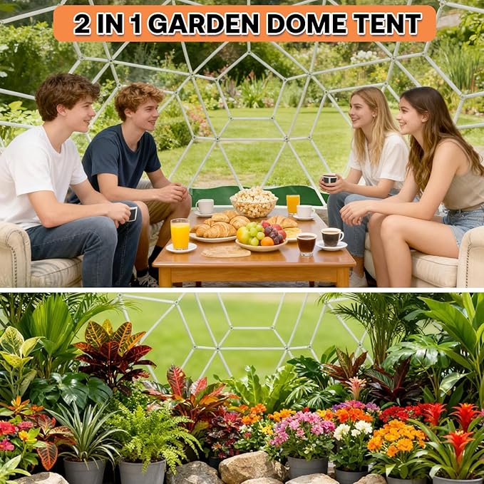 15 x 9.5 FT Garden Dome Tent, Outdoor TPU Greenhouse for 8-12 Person, Greenhouse Garden Tent with Window, Waterproof Clear Dome Suitable for Camping, Party, Wedding, Christmas