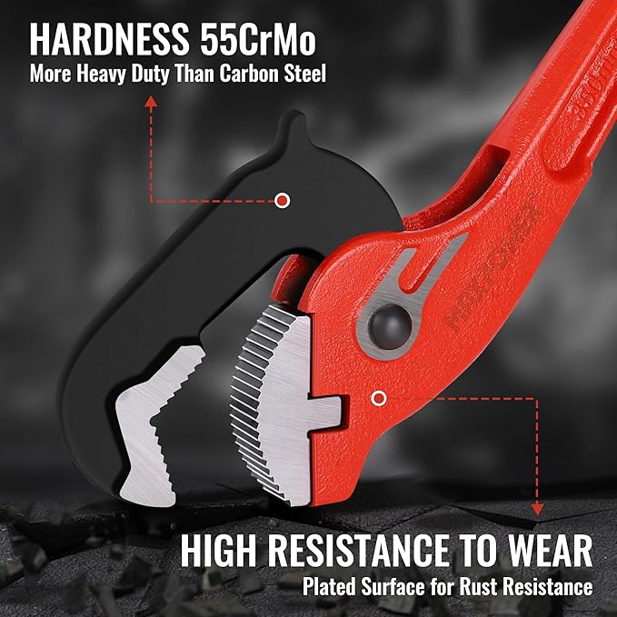 MAXPOWER 14-inch Pipe Wrench, Self-Adjusting Pipe Wrench, Rapid Grip Multi-function Quick Self Adjustable Plumbing Pipe Capacity 0.7"-2"