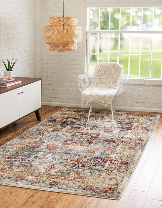 Unique Loom Isabella Collection Area Rug - Adjani (6' x 9' Rectangle, Ivory/ Beige)