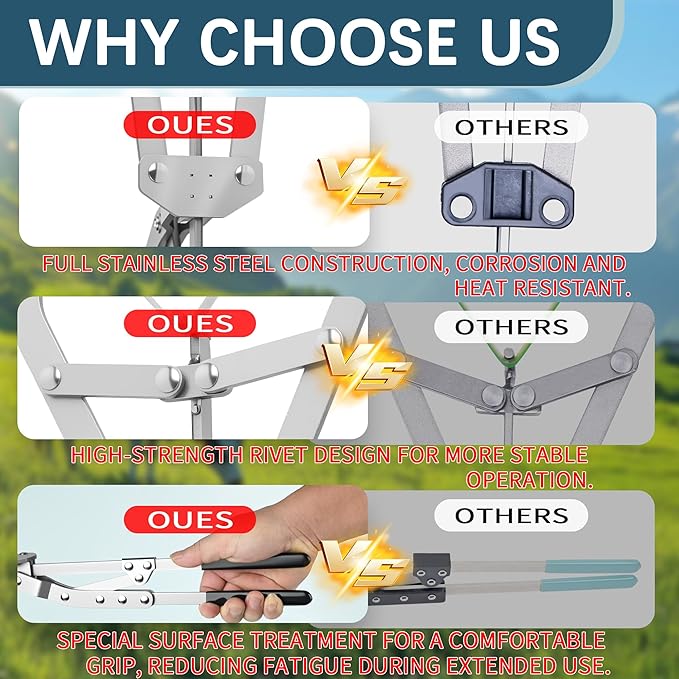 100 Elastrator Bands with Extra Large Stainless Steel Banding Tool Bander Livestock Management Fits Bull,Calves, Goats, Sheep, Easy Application