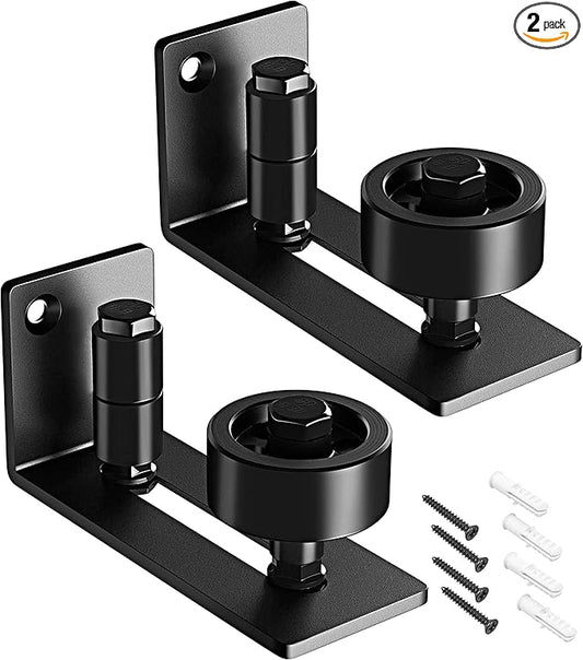 2 Pack Barn Door Floor Guide - Sliding Barn Door Bottom Guide for Bottom Adjustable Roller 8-Setup Options - Quiet Operations, Flush Design with Felt Strips