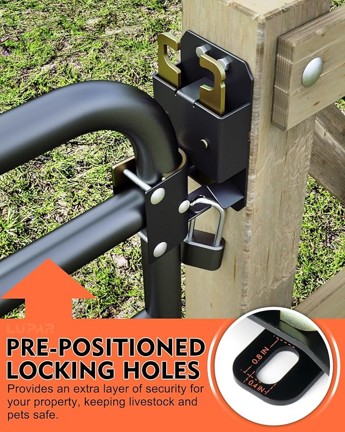 2 Way Farm Gate Latch, Heavy-Duty Lockable Fence Latch with Self-Locking Nut, Black Livestock Gate Latch Compatible with Pastures, Stables, Ranches, Horse Corrals,Farms