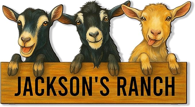 Personalized Goat Metal Sign, Custom Farm Animal Sign for Porch Fence Yard – Home Decor Gift for Goat Owner, Farmers, Homesteaders, Birthday or Housewarming Gift
