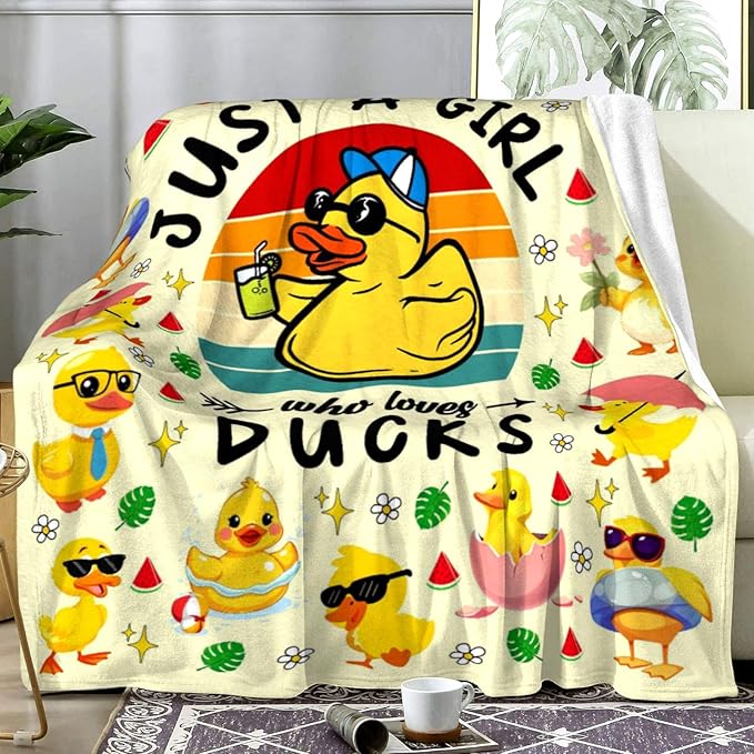 Cute Duck Blanket Ultra Soft Ducks Themed Gifts for Women Kids Boys Girls Cartoon Ducks Decorative Blankets for Bed Chair Couch Bedroom 50"X40"