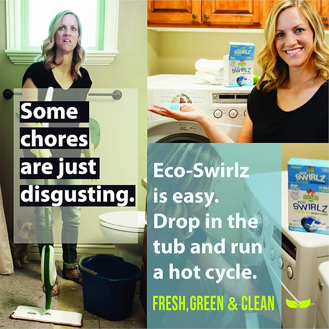 Eco Swirlz Washing Machine Cleaner with Bonus Eco Scrubz Dishwasher Cleaner Add On 36 Count Deep Cleaning Tablets