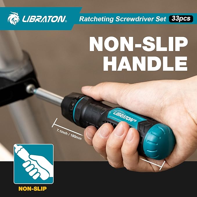 Screwdriver Set, Ratcheting Screwdriver, Multi-Bit Ratchet Screwdriver, 33-In-1Magnetic Screwdriver Set, Ratchet Screwdriver Set, Slotted/Philips/Pozi/Torx/Hex/Square Bits For Home, Auto & Diy