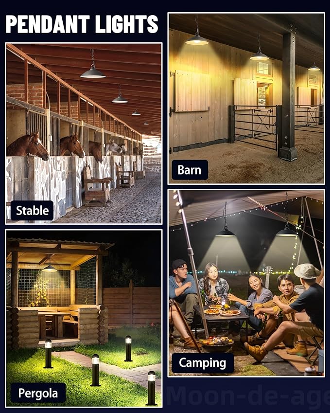Solar Pendant Lights with Remote Control, 3 Color 2 Brightness Mode Timer 8 inch Outdoor Hanging Shed Gazebo Chandelier Lamp Chicken Coop Barn Porch Light, Dusk to Dawn, 1 Pack