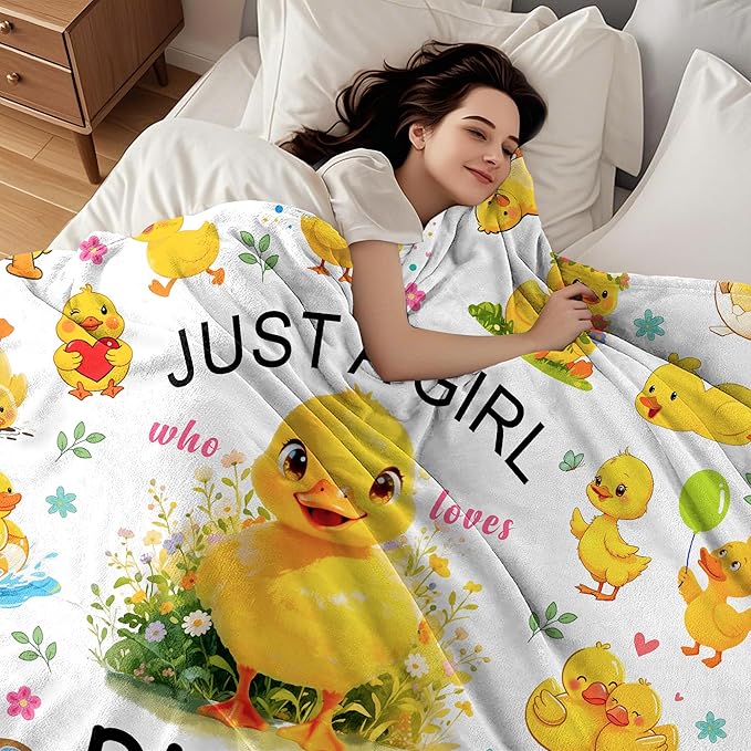 Duck Blanket Duck Gifts for Girls Women Ducks Lovers Soft Flannel Blankets Birthday Gifts Decor Stuff Ducks Themed Throw Blanket 50" x 40"