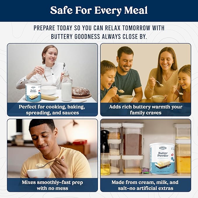 Augason Farms Butter Powder Can - Gluten Free Salted Butter for Cooking, Baking & Everyday Use - Long Term Emergency Food Supply - Shelf Stable dehydrated food - 510 Servings