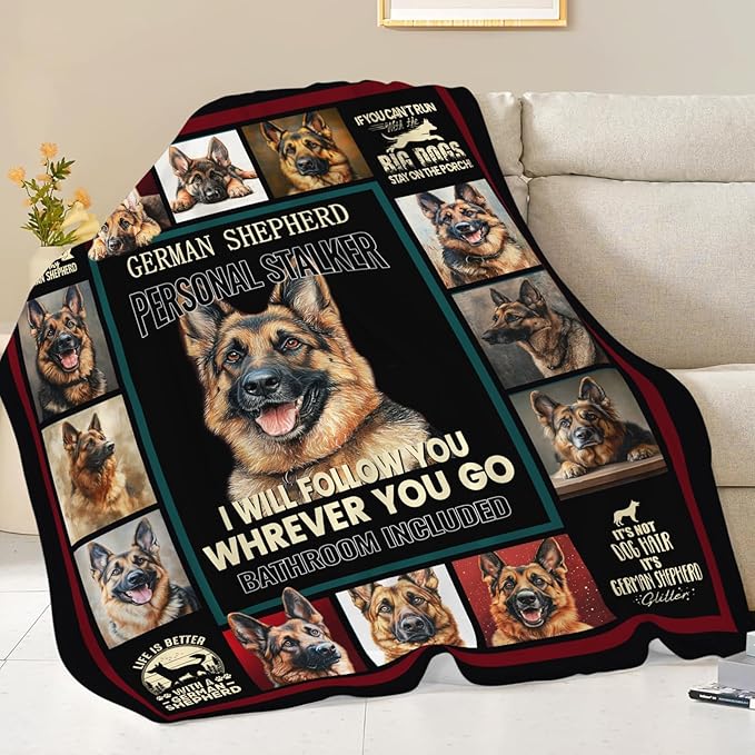 Dynova German Shepherd Blanket Cozy Plush Dog Lovers Gifts Throw Blankets Animal Fuzzy Flannel Fleece for Girls Boys Women Men 50"X40"