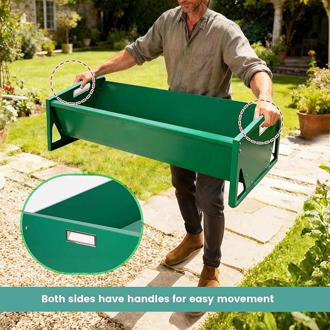 Goat Feeder Livestock Feeding Trough Horse Trough Livestock Grain & Hay Feeder Heavy Duty Galvanized Steel Sheep Feeding Supplies for Goat Cattle Horse Pig Deer