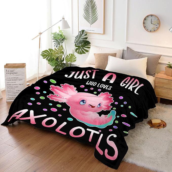 Kawaii Axolotl Blanket Just Girl Loves Axolotls Soft Blankets and Throws Flannel Cozy Lightweight Quilt Gift Perfect for Bed Sofa Couch-40 x30 Extra Small for Toddler