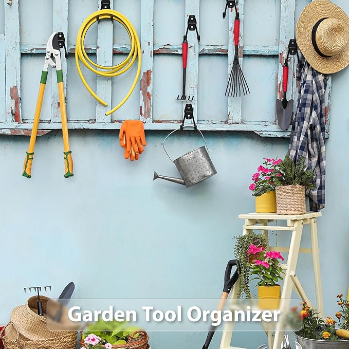 Garage Hooks with Anti-Slip Coating,Heavy Duty Wall Mount Storage Hooks for Hanging Bike,Hose,Ladder,Yard,Garden Tools (8 Pack Black 4.5x2.75 inch)