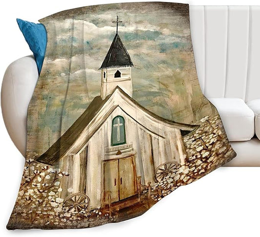 Christian Church Blanket Religious Gifts for Women Men Christian Throw Blanket for Kids Adults Soft Warm Cozy Fleece Blanket for Couch Sofa Bed 50"x60"