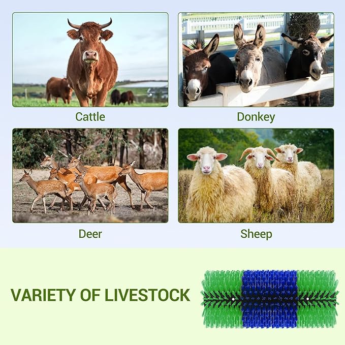 4 Pack Livestock Scratching Brush Horse Massage Grooming Brushes with 8 Screws for Goat,Cattle,Cow,Sheep, Horses,Pigs and Other Animal Back Scratching