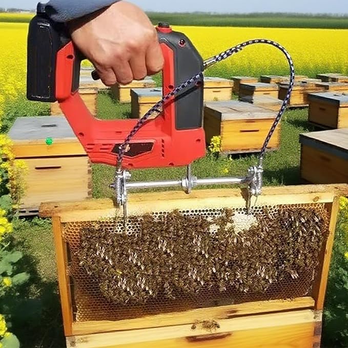 Electric Beehive Frame Shaker, 4 Speeds Cordless Bee Shaking Machine, Clamp Spleen Bee Remover Tool with 2000mAh Lith Batteries for Beekeepers Farm