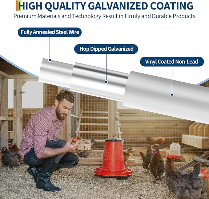 Hardware Cloth 1/2 inch - 36in x 100ft 19GA Heavy Duty Galvanized Chicken Wire Mesh Roll, Hot-Dipped After Welding for Chicken Coop, Rabbit Cages & Garden Fencing – Poultry Netting & Fencing