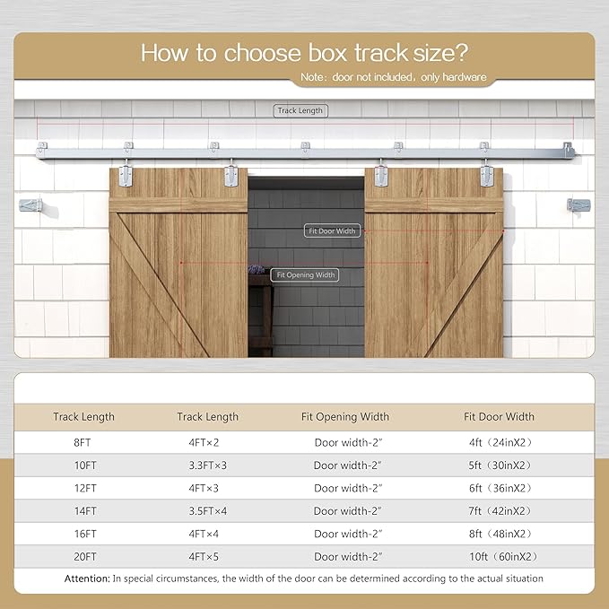 8FT Heavy Duty Galvanized Steel Exterior Sliding Barn Door Hardware Kit, 450 lbs Capacity,Kit for Outdoor,Fit MAX 2 Door Width 48in