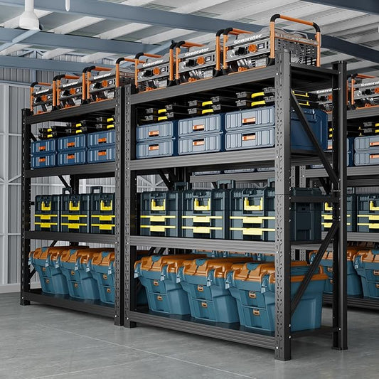 4800LBS Heavy Duty Shelving Units, 4 Tier Adjustable Metal Utility Shelf, 78.7" H Garage Storage Shelves Organization Rack for Industrial, Warehouse, Basement (Black, 23.6" D×59" W×78.7" H)