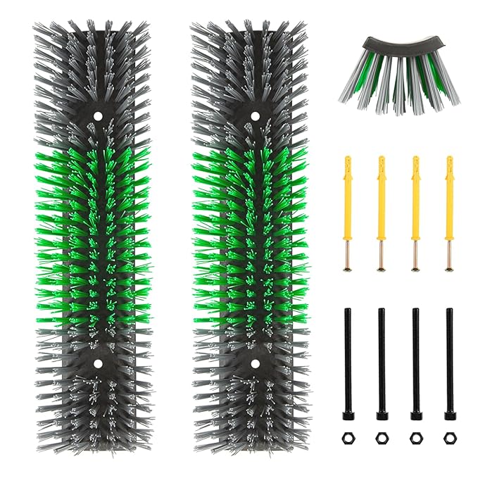 Livestock Scratch Brush for Cattle, Horses, Goats, Cow, Durable Scratching & Massage Grooming Tool for Healthy Coat, Relieves Itching, Easy Install on Fence Posts(2pcs, Gray)