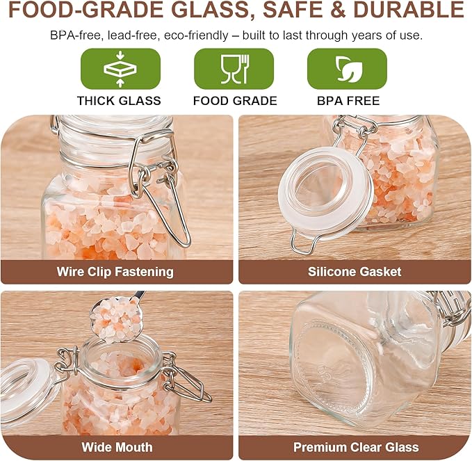 12 Pack Spice Jars, 4 oz Glass Containers with Airtight Lids, Small Herb Jars with Labels for Kitchen Storage