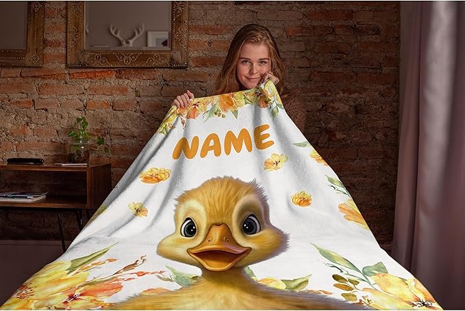 Custom Cute Duck Blanket Soft Blankets and Throws Flannel Cozy Lightweight Quilt Gift Perfect for Bed Sofa Couch-50 x40 Small for Kids
