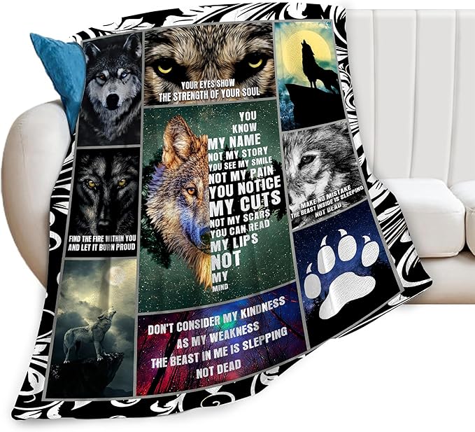 Wolf Blanket Wolfs Throw Blanket Soft Fleece Flannel Bedding Wolves Gifts for Men Boys Women Girls Lovers Adults Stuff Plush for Couch Sofa Bed Room Decor