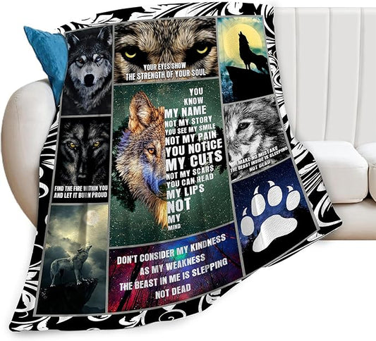 Wolf Blanket Wolfs Throw Blanket Soft Fleece Flannel Bedding Wolves Gifts for Men Boys Women Girls Lovers Adults Stuff Plush for Couch Sofa Bed Room Decor