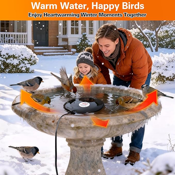 Dreyoo 2 Pack Bird Bath De Icer, 60w Submergible De Icer, Thermostatic Controlled Winter Water Heater Deicer for Bird, Chicken, Duck, Farm Trough, Design Patent Product