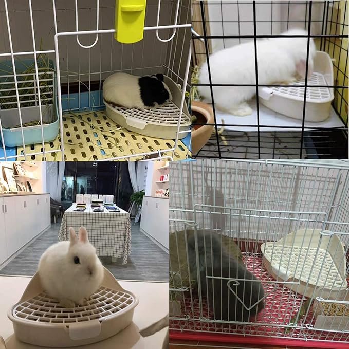 Hamiledyi Triangle Potty Trainer Corner Bunny Toilet Plastic Pet Pan Guinea Pig Litter Bedding Box for Baby Rabbit Guinea Pig Hamster Chinchillas Ferret Small Animals(White)