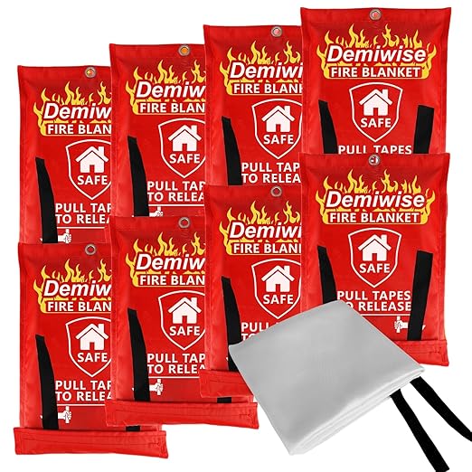 Fire Blankets for Home and Kitchen,8-Pack 40"x40" Emergency Fire Safety Blankets for People House Car Office Warehouse Emergency Survival Safety